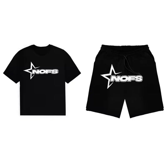 Black NOFS T-Shirt and Shorts Set