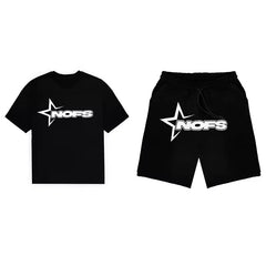 Black NOFS T-Shirt and Shorts Set