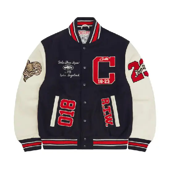 Corteiz Goat Varsity Jacket Navy (2)