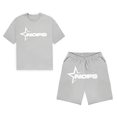 Grey NOFS T-shirt And Shorts Set