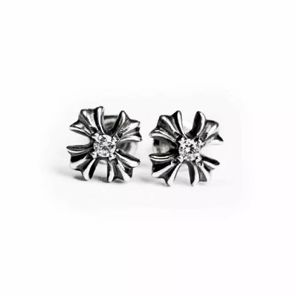 Chrome Hearts Plus Stud Earrings With Diamonds