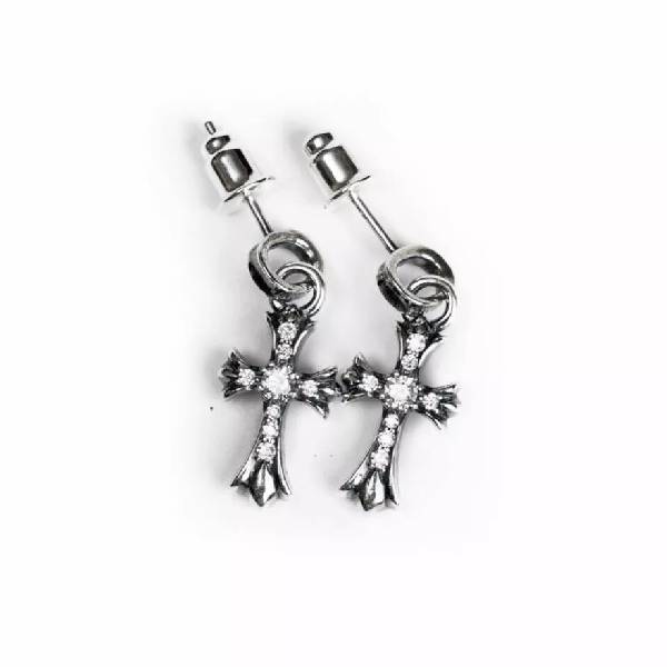 CH Cross Baby Fat Stud Earrings With Pave Diamond