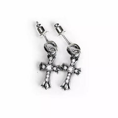 CH Cross Baby Fat Stud Earrings With Pave Diamond