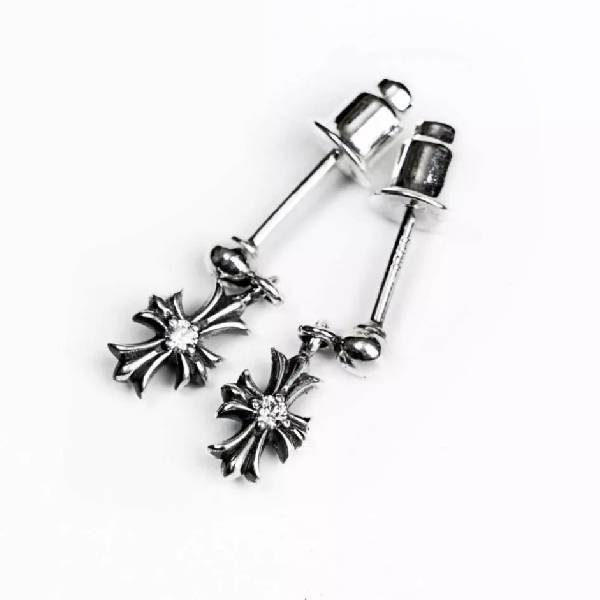 Tiny E Chrome Hearts Plus Drop Earrings With Diamonds