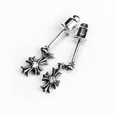 Tiny E Chrome Hearts Plus Drop Earrings With Diamonds