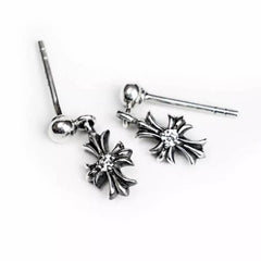 Tiny E Chrome Hearts Plus Drop Earrings With Diamonds