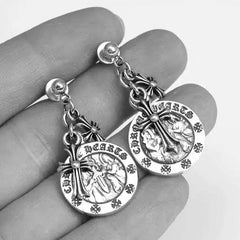 Cross Angel Medallion Earring