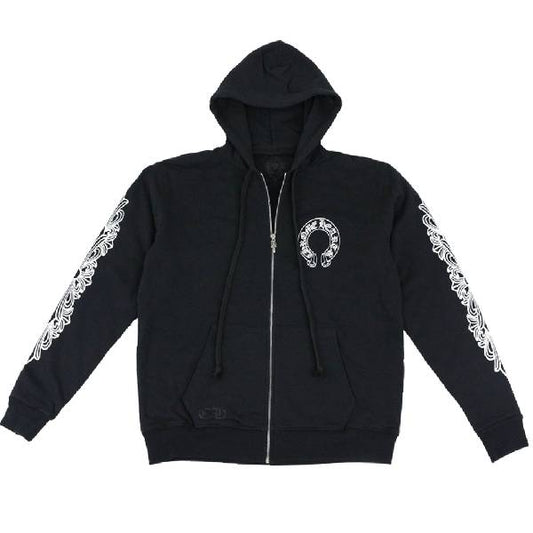 CH Horseshoe Floral Cross Sleeve Zip Up Hoodie