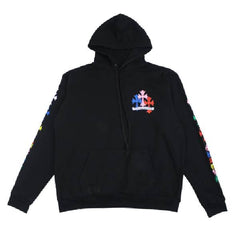 Multicolor Cemetery Cross Hoodie with Chrome Hearts Script