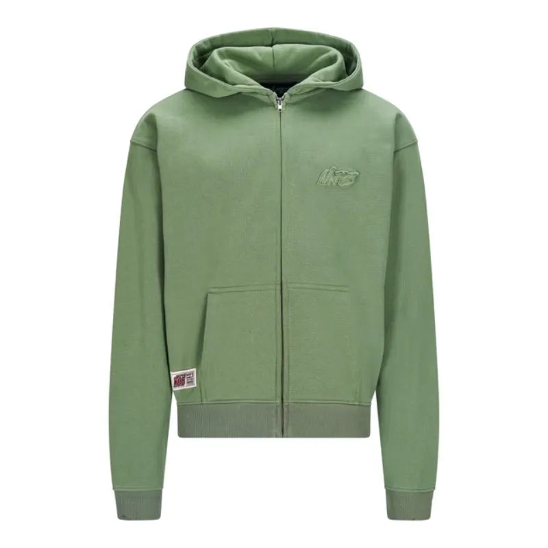 Olive NOFS Basic Zip-Up Hoodie