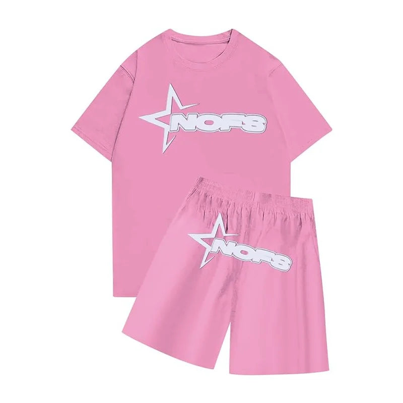 Pink NOFS T-Shirt and Shorts Set