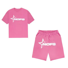 Pink NOFS T-shirt And Shorts Set