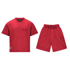 Red NOFS Basic Shorts Set