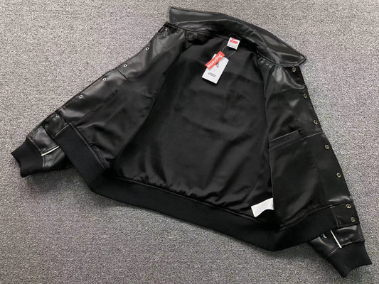 Supreme Nike Leather Varsity Jacket Black