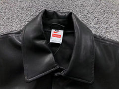 Supreme Nike Leather Varsity Jacket Black