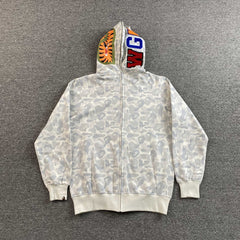 Bape Harajuku Separate Shark Full Zip Hoodie White