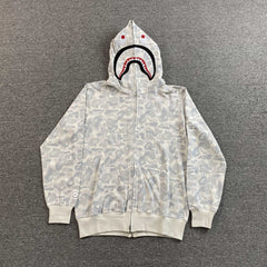 Bape Harajuku Separate Shark Full Zip Hoodie White