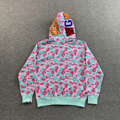 Bape Miami Shark Full Zip Double Hoodie 4th Anniversary Pink Blue