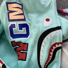 Bape Miami Shark Full Zip Double Hoodie 4th Anniversary Pink Blue