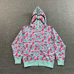 Bape Miami Shark Full Zip Double Hoodie 4th Anniversary Pink Blue