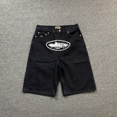 Corteiz Alcatraz Denim Shorts Black