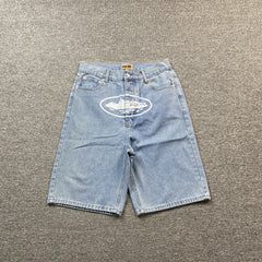 Corteiz Alcatraz Denim Shorts Blue