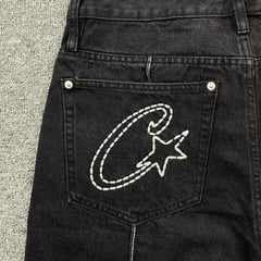 Corteiz C-Star Denim Shorts Black