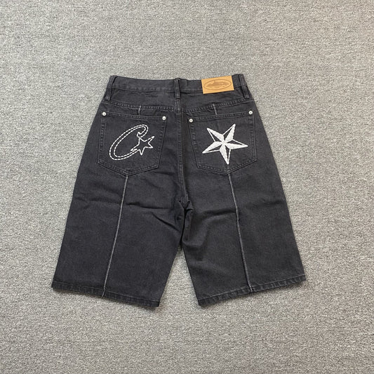 Corteiz C-Star Denim Shorts Black
