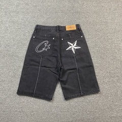 Corteiz C-Star Denim Shorts Black