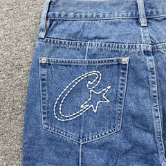 Corteiz C-Star Denim Shorts Blue