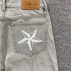Corteiz C-Star Denim Shorts Grey