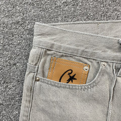 Corteiz C-Star Denim Shorts Grey