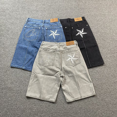 Corteiz C-Star Denim Shorts Grey