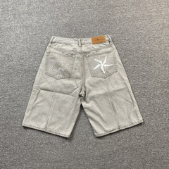 Corteiz C-Star Denim Shorts Grey