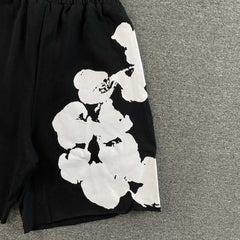 Denim Tears Big Cotton Wreath Shorts Black