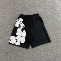 Denim Tears Big Cotton Wreath Shorts Black