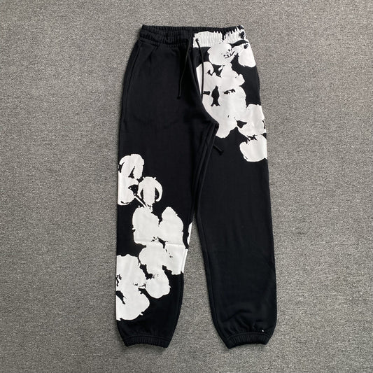 Denim Tears Big Cotton Wreath Sweatpants Black