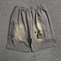 Hellstar Flame Shorts Grey