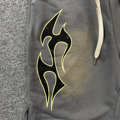 Hellstar Flame Shorts Grey