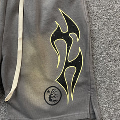 Hellstar Flame Shorts Grey