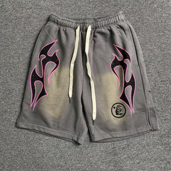 Hellstar Flame Shorts Grey