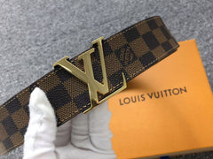 Louis Vuitton Damier Gold LV Initials Belt Brown