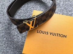 Louis Vuitton Damier Gold LV Initials Belt Brown