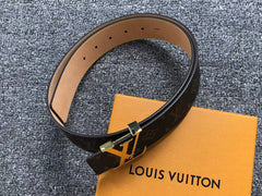 Louis Vuitton Monogram Gold LV Initials Belt Brown