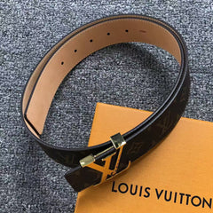 Louis Vuitton Monogram Gold LV Initials Belt Brown