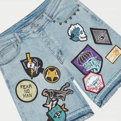God Speed Patchwork Denim Shorts