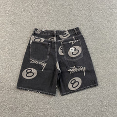 Stussy 8 Ball Denim Shorts Black
