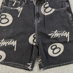 Stussy 8 Ball Denim Shorts Black