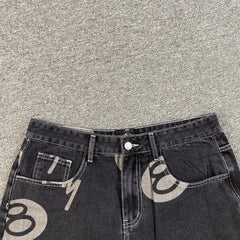 Stussy 8 Ball Denim Shorts Black