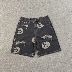 Stussy 8 Ball Denim Shorts Black